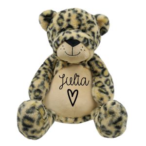 Luipaard tummy knuffel met eigen tekst