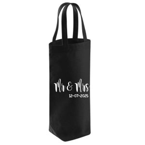 Canvas wijn tas mr & mrs